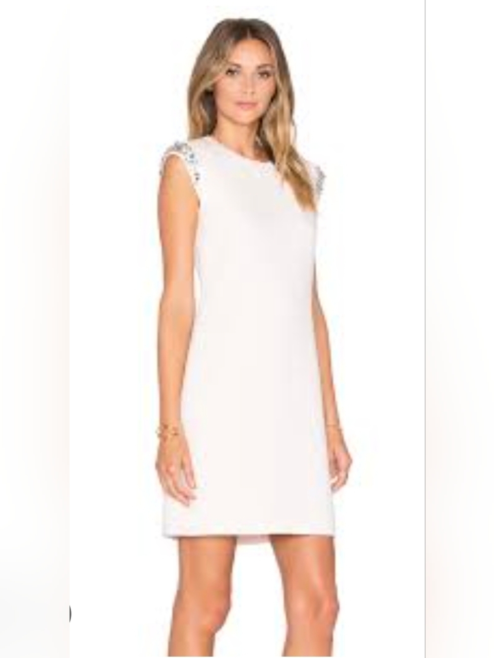 Sate Spade White Mini Dress with Embellished Shoulders Size XS